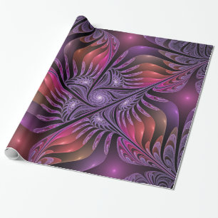 Papier Cadeau Imaginaire coloré Abstrait Trippy Violet Fractal