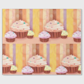 Papier Cadeau Imaginaire Cupcake Douceurs colorées (Plat)