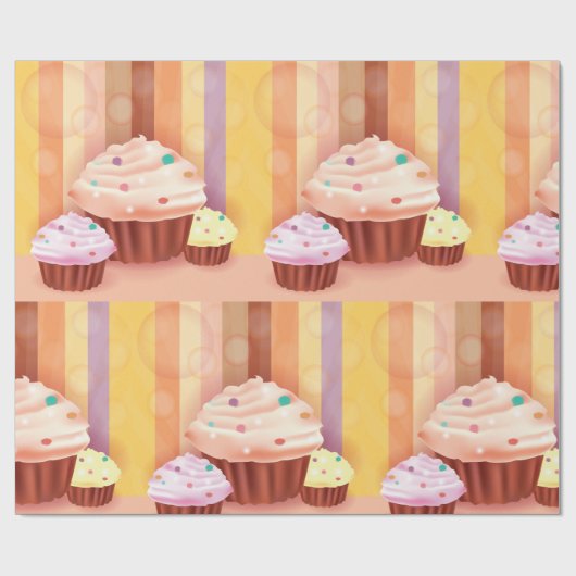 Papier Cadeau Imaginaire Cupcake Douceurs colorées (Plat)