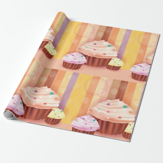 Papier Cadeau Imaginaire Cupcake Douceurs colorées (Déroulé)