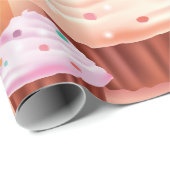 Papier Cadeau Imaginaire Cupcake Douceurs colorées (Coin rond)