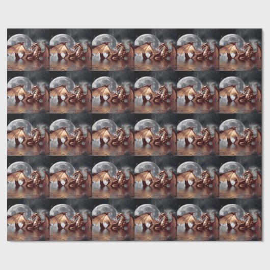 Papier Cadeau Imaginaire Dragon & Lune (Plat)