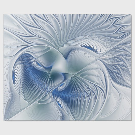 Papier Cadeau Imaginaire dynamique tons bleus Abstraits Art frac (Plat)