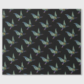 Papier Cadeau Imaginaire Fairy Motif sur Noir (Plat)