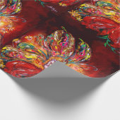 PAPIER CADEAU IMAGINAIRE FLEURS ROUGES (Coin)