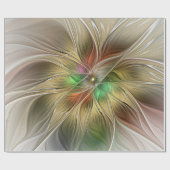 Papier Cadeau Imaginaire Floral Avec Or Moderne Abstrait Fractal (Plat)