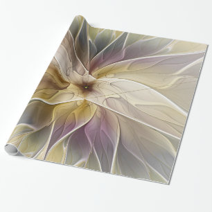 Papier Cadeau Imaginaire Floral Gold Eggplant Art Fractal Abstra