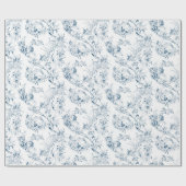 Papier Cadeau Imaginaire Floral vintage bleu toile (Plat)