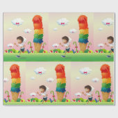 Papier Cadeau Imaginaire Ice Cream Cone avec Happy Running Boy (Plat)