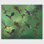 Papier Cadeau Imaginaire magique Serpent Dragon Flying Galaxy (Plat)