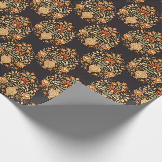 Papier Cadeau Imaginaire moghol : Opulence florale rétro (Coin)