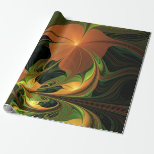 Papier Cadeau Imaginaire Plante Abstrait rouille verte Brown fra