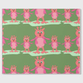 Papier Cadeau Imaginaire rose mignon Créatures Aliens lunaires (Plat)