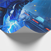 Papier Cadeau Imaginaire Super Héros Fille Avec Puissance Éclair (Coin)