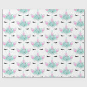 Papier Cadeau Imaginaire unicorne face carrelé partie envelopper (Plat)