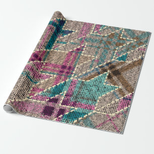 Papier Cadeau Imitation du motif de patchwork indien avec textur