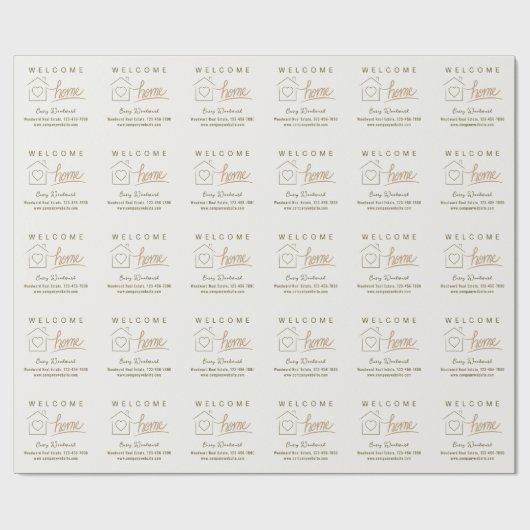 Papier Cadeau Immobilier Minimaliste Personnalisé Bienvenue à la (Plat)
