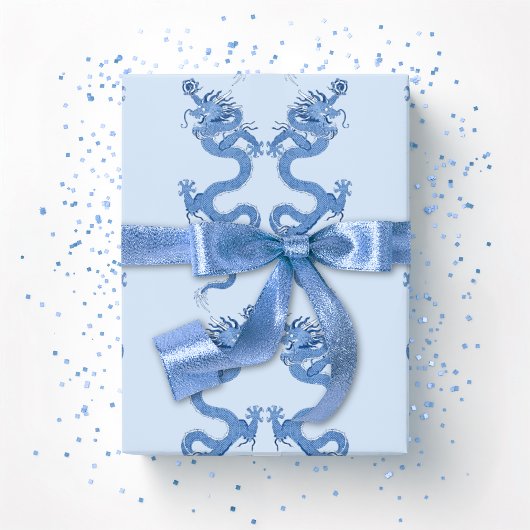Papier Cadeau Imperial Dragon in Blue Porcelain