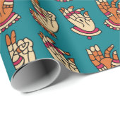 Papier Cadeau Impression à la main Abstraite, empreinte digitale (Coin rond)