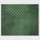Papier Cadeau Impression à pois rustique noir et vert (Plat)