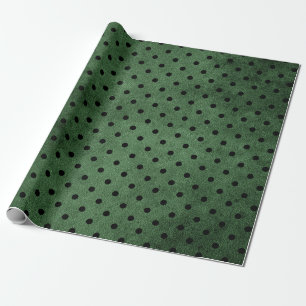 Papier Cadeau Impression à pois rustique noir et vert