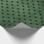 Papier Cadeau Impression à pois rustique noir et vert (Coin)