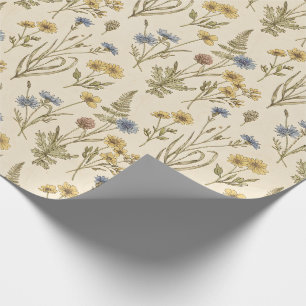 Papier Cadeau Impression botanique de Meadowcore Fleurs Bleues J