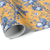 Papier Cadeau Impression botanique florale orange vibrant (Coin rond)