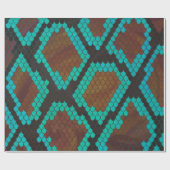 Papier Cadeau Impression Brown et Turquoise de serpent (Plat)
