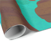 Papier Cadeau Impression Brown et Turquoise de vache (Coin rond)