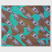 Papier Cadeau Impression Brown et Turquoise de vache (Plat)