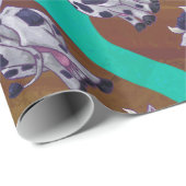 Papier Cadeau Impression Brown et Turquoise de vache (Coin rond)