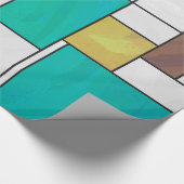 Papier Cadeau Impression Brown jaune Turquoise Mondrial (Coin)