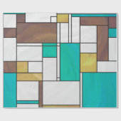 Papier Cadeau Impression Brown jaune Turquoise Mondrial (Plat)
