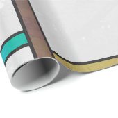 Papier Cadeau Impression Brown jaune Turquoise Mondrial (Coin rond)