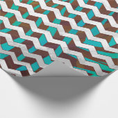 Papier Cadeau Impression Chevron Zèbre Marron et Turquoise (Coin)