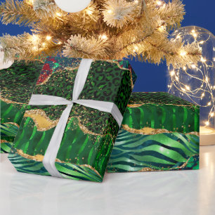 Papier Cadeau Impression d'animal de safari vert Agate