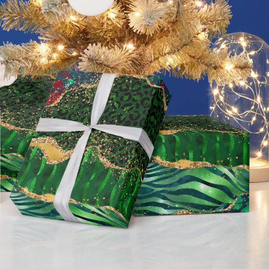 Papier Cadeau Impression d'animal de safari vert Agate (Vacances)