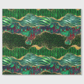 Papier Cadeau Impression d'animal de safari vert Agate (Plat)
