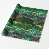 Papier Cadeau Impression d'animal de safari vert Agate (Déroulé)