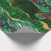 Papier Cadeau Impression d'animal de safari vert Agate (Coin)