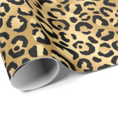 Papier Cadeau Impression d'animal Léopard Guépard Or Noir (Coin rond)