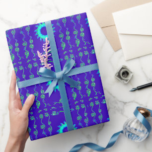 Papier Cadeau Impression d'art de couleur iridescente bleu cyan
