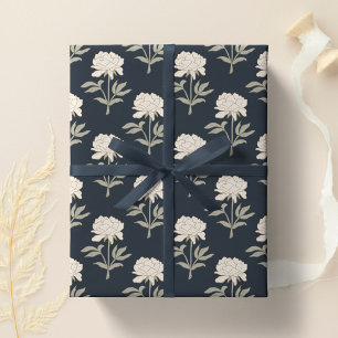 Papier Cadeau Impression de bloc floral de pivoine Botanique vin