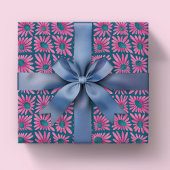 Papier Cadeau Impression de bloc floral moderne rose daisy