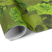 Papier Cadeau Impression de crâne floral gothique Halloween rust (Coin rond)