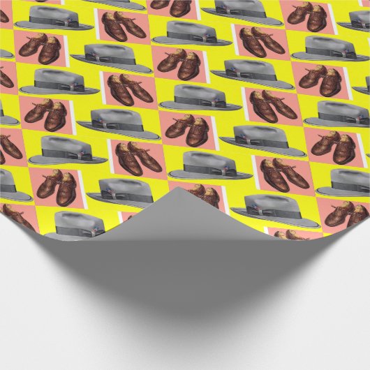 Papier Cadeau impression de fedora et chaussures wingtip des ann (Coin)