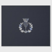 Papier Cadeau Impression de fibre de carbone argent Chardon écos (Plat)