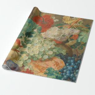 Papier Cadeau Impression de fruits et fleurs vintage pour cuisin