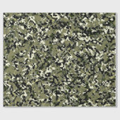 Papier Cadeau Impression de motif de camouflage vert noir crème (Plat)